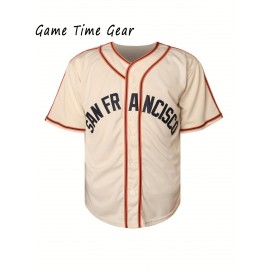 51 Baseball Jersey Sewn With High-quality Shirt, Durable And Comfortable Short Sleeved Sports Shirt, Beige S-3XL