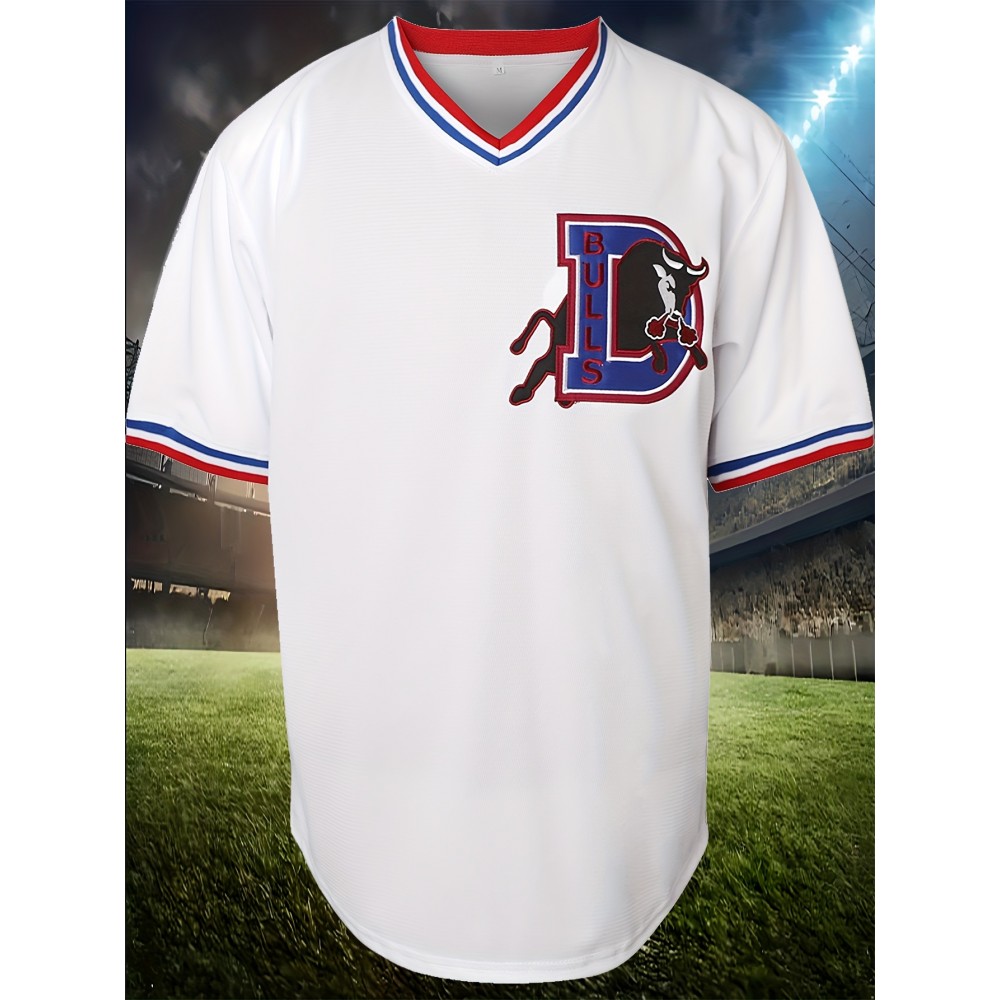 Men's #White8 Polyester Baseball Jersey, Embroidered Letter, V-Neck, Slight Stretch, Loose Fit, for Casual, Sports, Outdoor Activities, And Seasonal Celebrations, SizS--XXXL