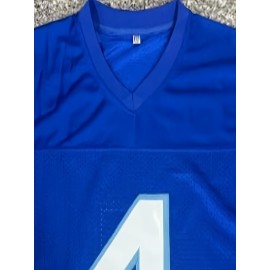 Men's #4 Blue American Football Jersey - V-Neck, 
