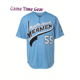 Men'S #55 Embroidered V-Neck Baseball Shirt, Polyester Knit Fabric, Loose Fit, Button Closure, Casual Sports Top for Team Sports, Fishing, Hiking, Running, Cycling - Perfect for Parties, Beach, Summer Events - Sizes S-XXXL