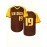 Men's San Diego 19 Baseball Jersey - Brown & Yellow V-Neck Short Sleeve, Lettering & Number 19, Loose Fit Polyester, Machine Washable for Casual, Outdoor, Sports, Party Wear, Outdoor Activity Apparel, Sporty Look, Detailing