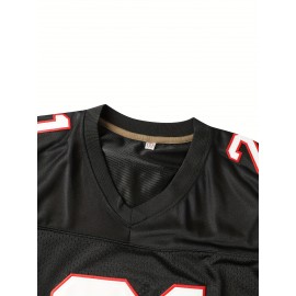 Men's #21 Black American Football Jersey - V-Neck,, Breathable Polyester for Training, Team Sports & Casual Wear - Sizes S to XXXL, Sports Jersey | Sporty Look | Polyester Fabric