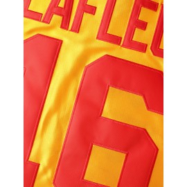 1pc Men'S Polyester V-Neck American Football Jersey - Embroidered #16 LAFLEUR, Loose Fit, Slight Stretch Knit Fabric, Sports & Casual Style for Team Sports, Outdoor Activities, Parties - Four Seasons Top