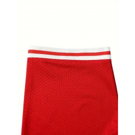 Men's Baseball Jersey #14 with Embroidered Lettering & Number - Red V-Neck Stretch Polyester, Regular Fit All-Season Sportswear for Team Sports, Game Day & Outdoor Activities