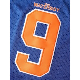 Men'S # 9 Blue Rugby Sweatshirt Breathable V-neck Embroidered Polyester Knitted Micro Elastic Loose Fabric