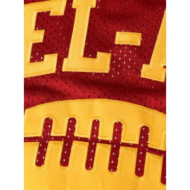 1pc Bel-Air Academy Men'S Football Jersey - All-Stitched Embroidery, V-Neck, Loose Fit, Breathable Polyester, Sports Style for Casual, Team Sports, Outdoor Activities - Versatile for All Seasons