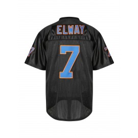 Men's #7 Breathable Rugby Jersey - Black and Blue, Comfortable Polyester V-Neck, Numbers for Sports Training, Casual Wear, Sizes S-3XL