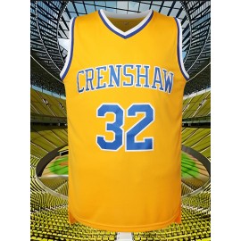 Men's #32 Embroidered Basketball Jersey - 100% Polyester, Stretch Fabric, V-Neck, Sleeveless Sports & Casual Wear for Adults and Teens - Machine Washable