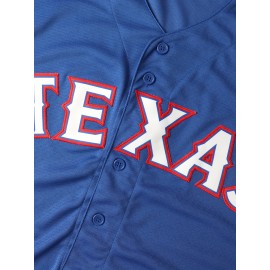 Men'S Blank Blue Embroidered Letter Baseball Jersey - V-neck Elastic Fit Suitable For Casual And Sports Wear S-3XL