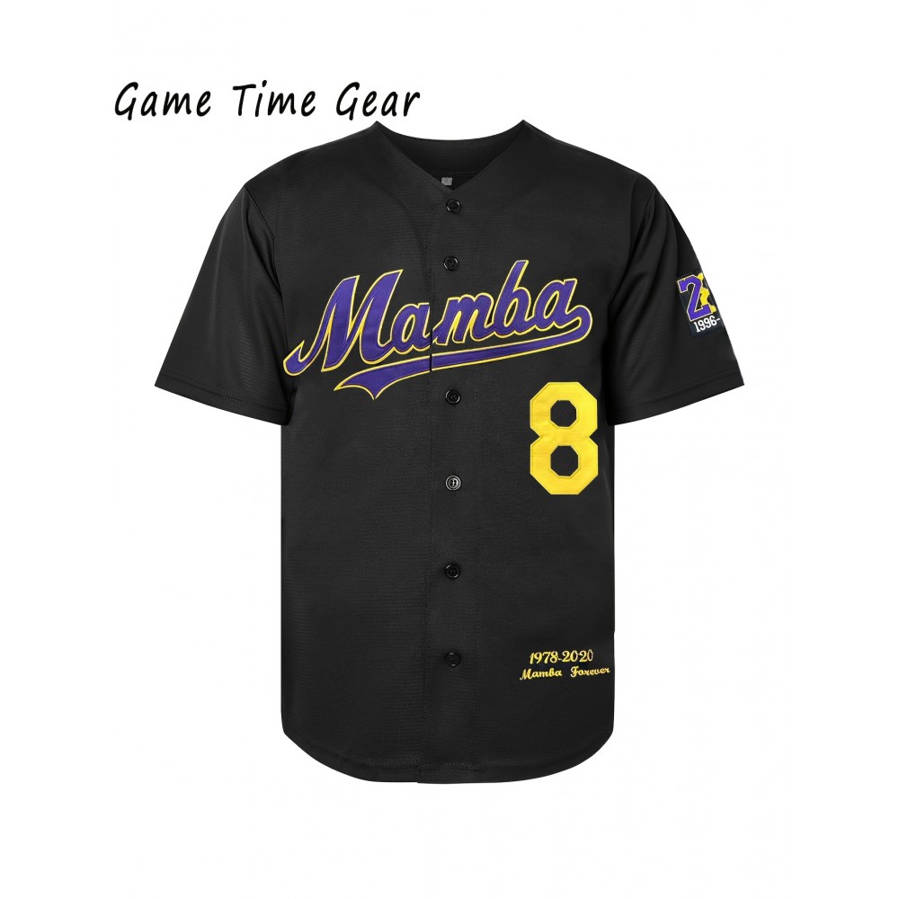 Men's Retro Baseball Jersey with Embroidered Number 24 - Loose V-Neck, Button-Up Sports Shirt for Summer Parties & Casual Wear, Purple with Yellow Accents, Sizes S-3XL