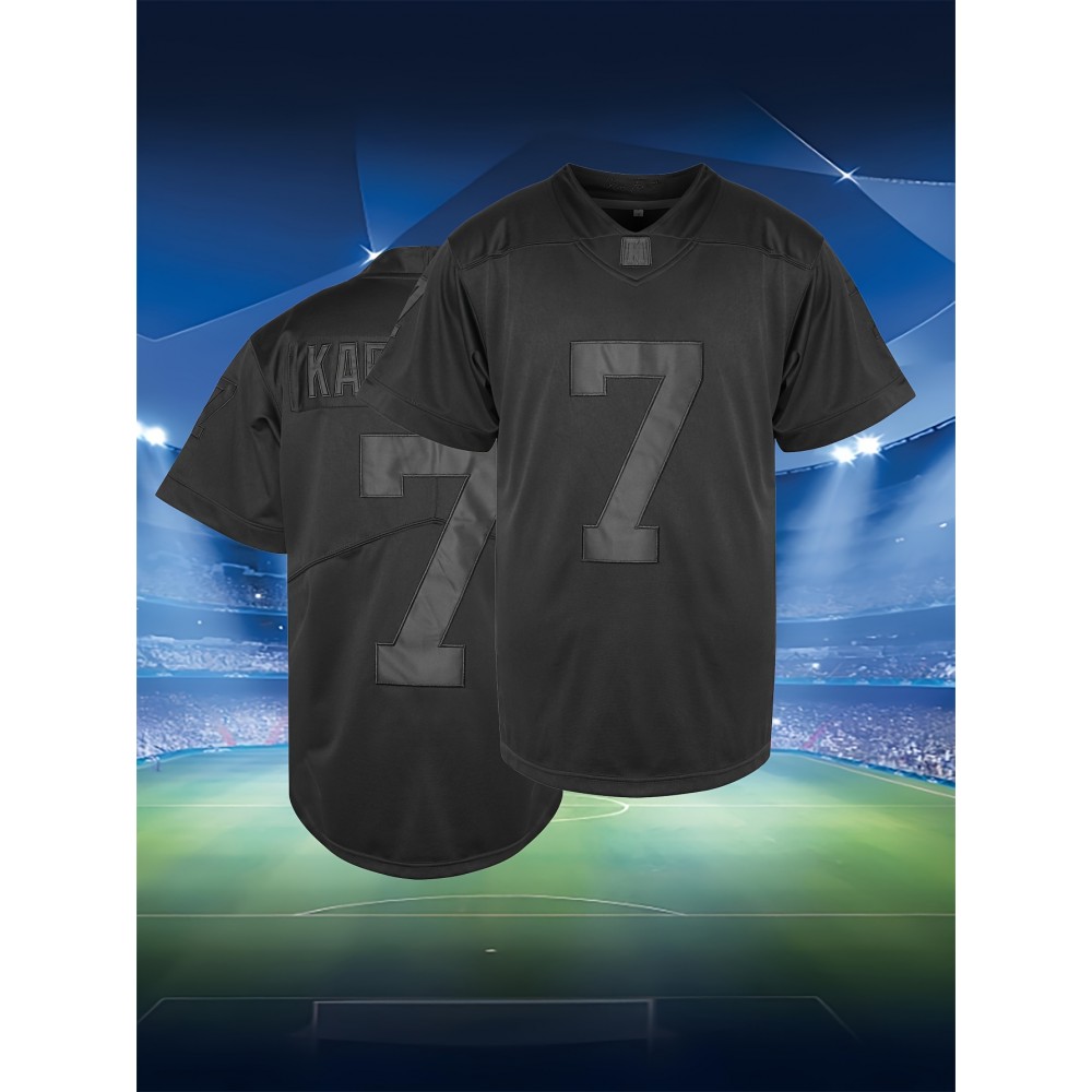 Men'S # 7 Embroidered Football Jacket - Breathable Casual V-neck Sweatshirt, Suitable For Outdoor Activities And Parties, Sizes S-XXXL