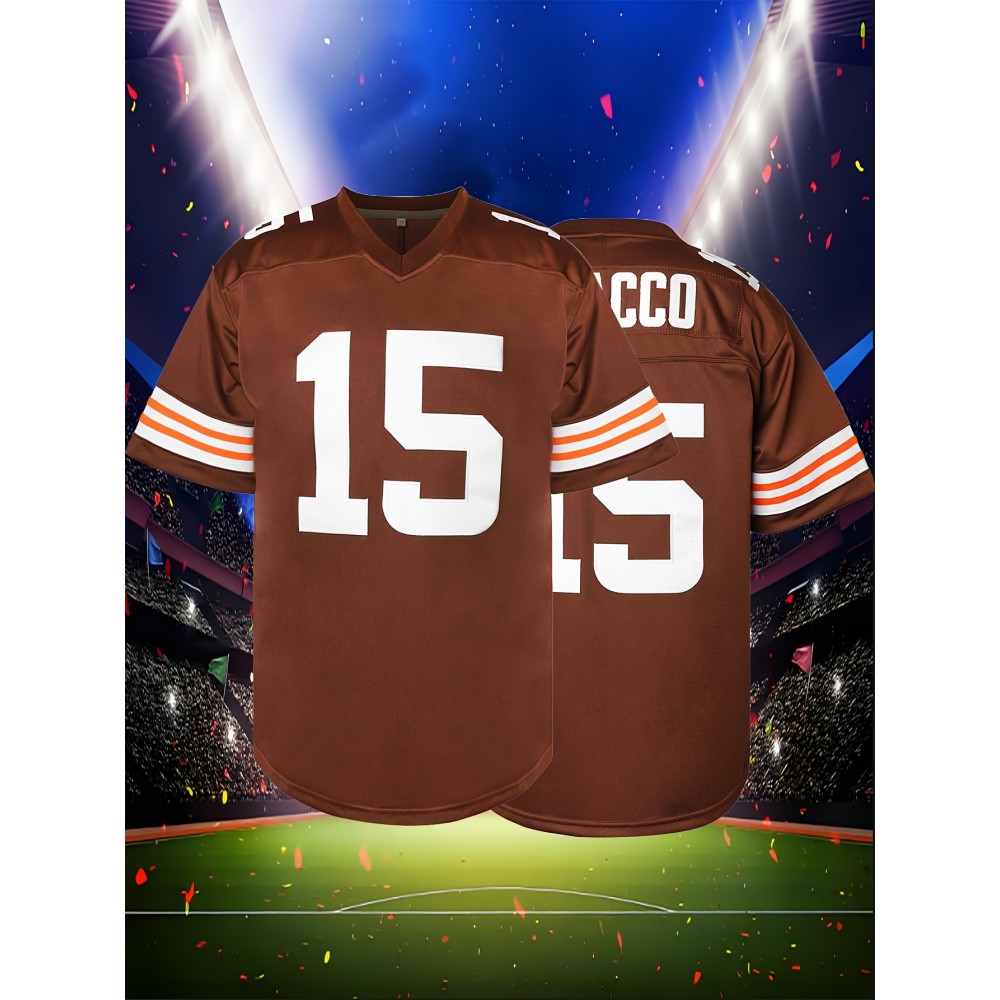 Men'S American Football Sweatshirt # 15 Brown Football Sweatshirt