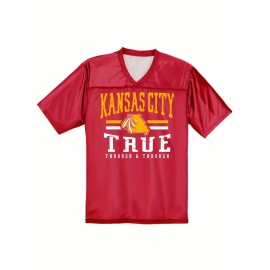 Large Size Women's Kansas City #15 Polyester Football Jersey, Women V-Neck Game Day Sports Shirt with Slight Stretch, Breathable Casual Knit Fabric for All Seasons, Loose Fit Adult &, Fans Gift Women Youth, for Casual, Party, And Training Wear