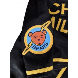 Men'S Chicano'S Bail Bonds Print Baseball Jersey, Polyester V-Neck Loose Fit Button Up Sports Style for Spring/Summer/Fall Casual Athletic Wear