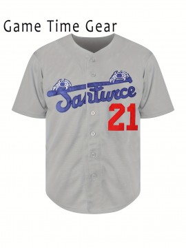 #21 Gray Baseball Casual Sports Shirt Suitable For Training, Competition, Team Sports S-3XL