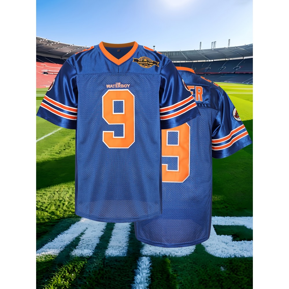 Men'S # 9 Rugby Sweatshirt With Embroidered V-neck, Suitable For All Seasons. A Slightly Stretchy Sports Top For Casual To Outdoor Wear. Loose Fitting Shirts For Adults And Teenagers