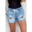 Distressed Leopard Patchwork Denim Shorts